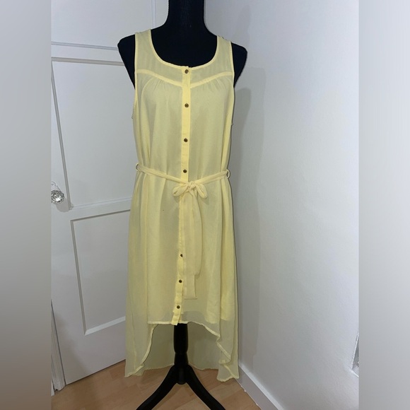 ⚜️ 2/$10 - ForLove 21 - Yellow High-Low Button Up Dress - Size L - Picture 1 of 6